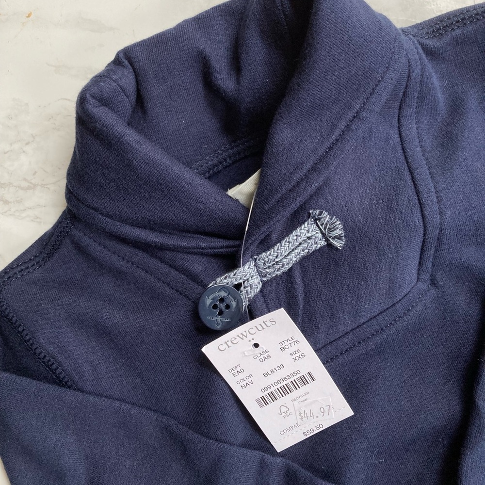NWT J.Crew Boys' fleece shawl collar pullover